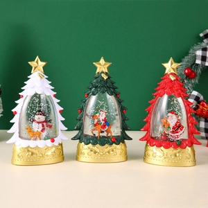 Drei Weihnachtsbaum-Schneekugeln mit Weihnachtsmann und Schneemann für die Tischdeko