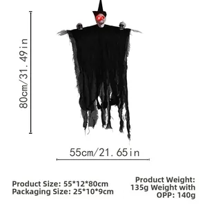 Dimensions du fantôme d'Halloween suspendu avec yeux lumineux et crânes décoratifs