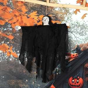 Fantasma segador colgante de Halloween con calavera y túnica negra para decoración de fiesta