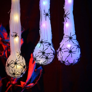 Sacos de huevos de araña luminosos para Halloween con LED y arañas negras