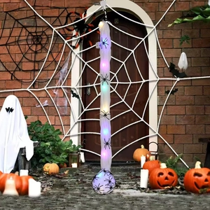 Saco de huevos de araña colgante luminoso para Halloween con luces LED de colores