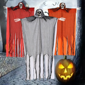 Halloween Hanging Ghost Decoration Skull Pirate Eye Patch Gauze Scary Haunted House Prop Outdoor Garden Halloween Party Supplies