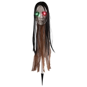 Creepy Halloween ground stakes with glowing LED eyes and tattered fabric detail