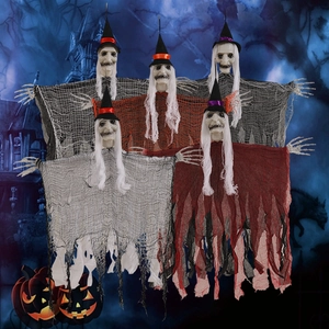 Halloween Hanging Ghost Witch Decoration With Skeleton Hands Horror Haunted House Prop Indoor Outdoor Party Decor Hanging Prop