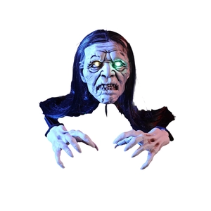 Halloween glowing skull head and hands set for spooky party haunted house decor