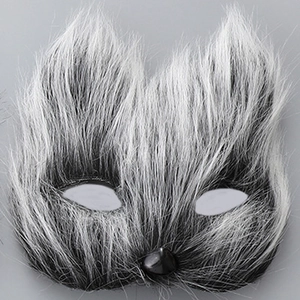 Realistische grau-weiße Plüsch-Wolfmaske für Halloween-Party-Cosplay und Kostümdekoration