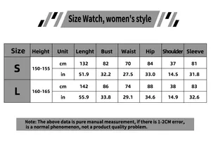Detailed size chart for Halloween Ghost cosplay dress in cm and inches for women