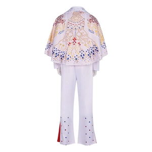 Elvis Presley white cosplay costume with eagle bead embroidery and star studs