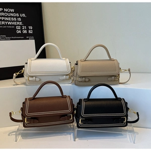 Detailed comparison of four textured leather flap handbags in white, beige, coffee, and black