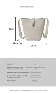 Litchi texture bucket bag product specifications with dimensions 26x23x11cm