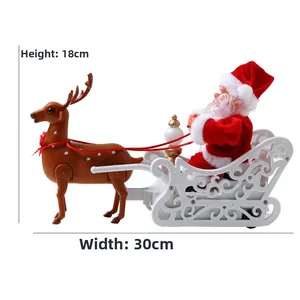 Electric reindeer sleigh toy side view with Santa, dimensions height 18cm width 30cm
