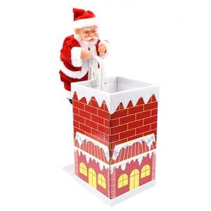 Detailed mechanical structure of animated Santa climbing a brick chimney toy