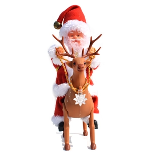 Electric riding deer Santa Claus figurine with music and red velvet suit for Xmas decor