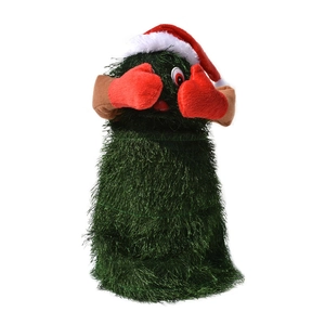 Animated dancing Christmas tree plush toy with red hat and gloves for festive holiday decor
