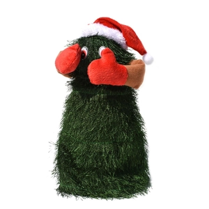 Dancing Christmas tree plush toy with red hat and music for festive holiday decoration