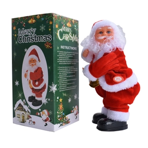 Babbo Natale elettrico danzante con musica e scatola regalo per decoro natalizio