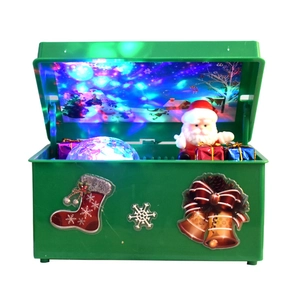Electric Christmas music box with Santa Claus figure and colorful LED light projection