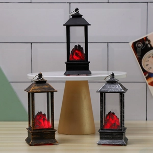 Lanterne vintage effetto fuoco vulcano in nero, bronzo antico e finiture argento