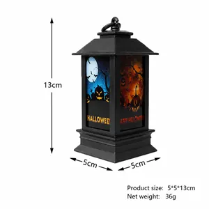 Halloween portable lantern with pumpkin prints and dimensions 5cm x 5cm x 13cm