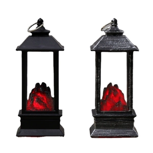 Lanterne da camino a LED vintage con realistico effetto fiamma di carbone su sfondo bianco