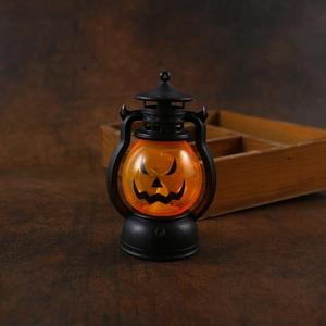 Retro Halloween Kürbis Laterne mit LED Licht und Haltering für festliche Dekoration
