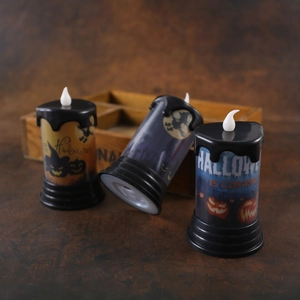 Tre candele LED di Halloween con zucca e strega per decorazioni spaventose da tavola
