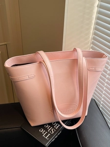 Women Large Capacity PU Leather Tote Bag Fashion Korean Style Shoulder Bag Minimalist Soft Bucket Handbag For Daily Work