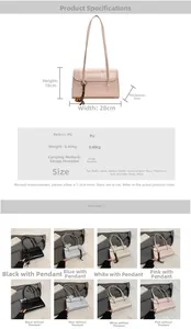 Size chart and technical specifications for the PU leather envelope shoulder bag