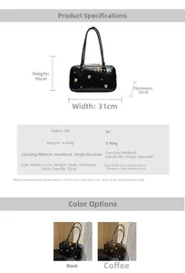 Detailed dimension chart and color guide for the vintage PU leather shoulder travel bag