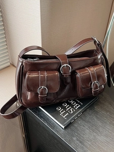 Vintage Damen Kunstleder Umhängetasche Große Kapazität Schultertasche Mit Zwei Taschen Metallschnalle Mode Pendler Handtasche