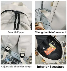 Detail view of smooth double zippers, reinforced straps, and multi-layer inner storage