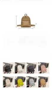 Detailed size chart and multi-color options for minimalist faux leather backpack for women