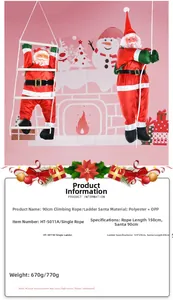 Detailed size chart for climbing Santa Claus hanging decorations with polyester materials
