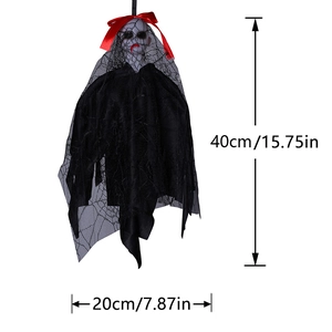 Ghost bride prop dimensions 40x20cm with black mesh and red bow details for Halloween