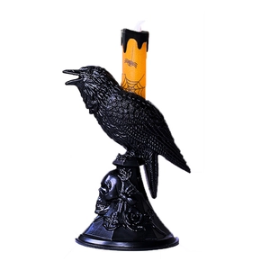 Halloween Krähe und Totenkopf LED Kerzenlampe mit gotischen Motiven für Deko