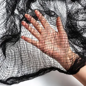 Black tattered mesh cloth for Halloween haunted house decoration and spooky party props