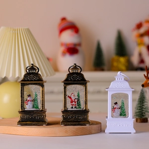 Ensemble de lanternes de Noël vintage avec Père Noël et bonhomme de neige décoratifs
