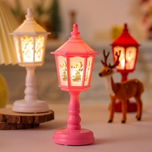Vintage Christmas lantern with LED warm light and Santa Claus patterns for holiday decor