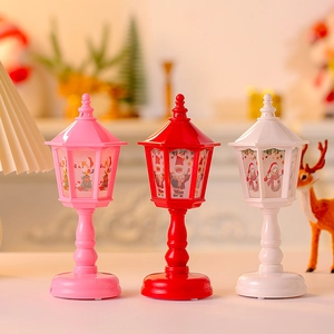 Vintage Christmas lantern set in red pink and white with festive holiday patterns