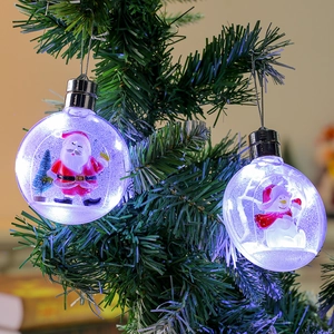 Luminous 100cm transparent Christmas ball ornaments with Santa and snowman figurines