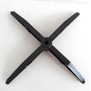 Close-up of the black four-arm cross base stand for Halloween standing props
