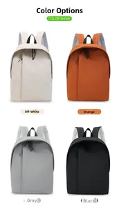 Minimalist waterproof nylon backpack shown in beige, orange, grey, and black colors