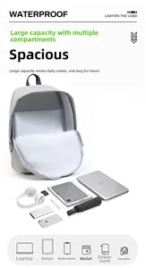 Waterproof backpack detail showing large capacity storage for 15.6 inch laptop and gear