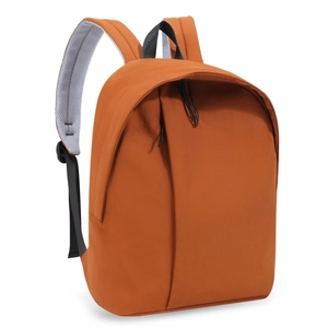 Minimalist orange waterproof backpack with breathable mesh straps and hidden front pocket
