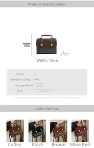 Detailed size specifications and material parameters for the retro crossbody bag