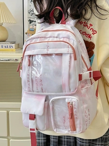 New Chinese style school backpack with pink tie-dye print and large capacity for students