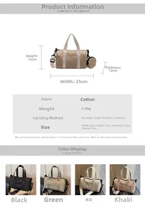 Spécifications détaillées et guide des tailles pour le sac bandoulière en toile