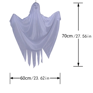 Detailed dimensions of white Halloween hanging ghost with 70cm height and 60cm width