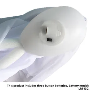 Detail view of the battery compartment and power switch for glowing ghost decoration