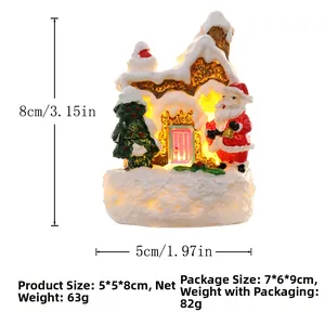 Detail of LED Christmas house ornament with Santa, size marked as 5x5x8cm